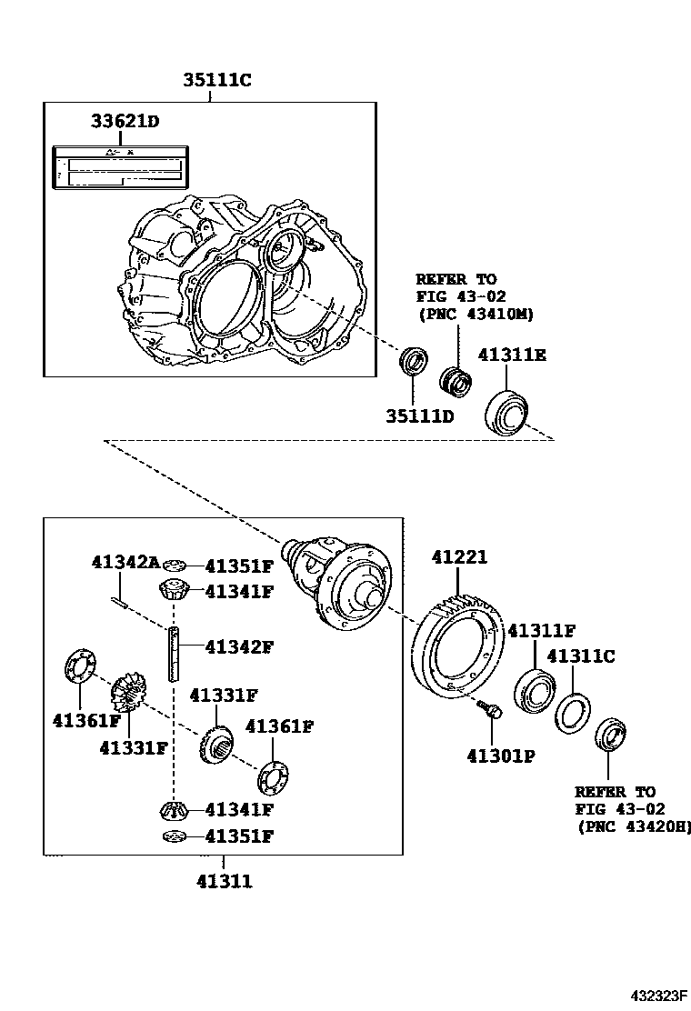 Toyota RAV4 前桥壳和差速器 EPC diagram — 432323F
