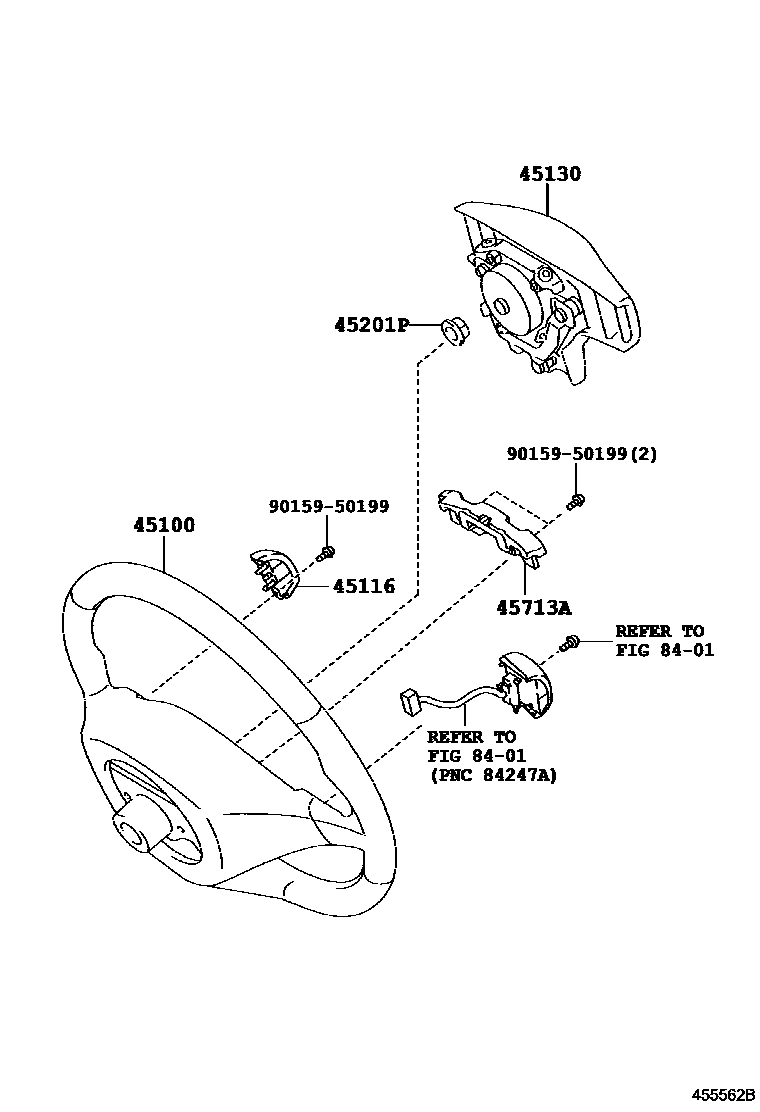Toyota RAV4 Steering Wheel EPC diagram — 455562B