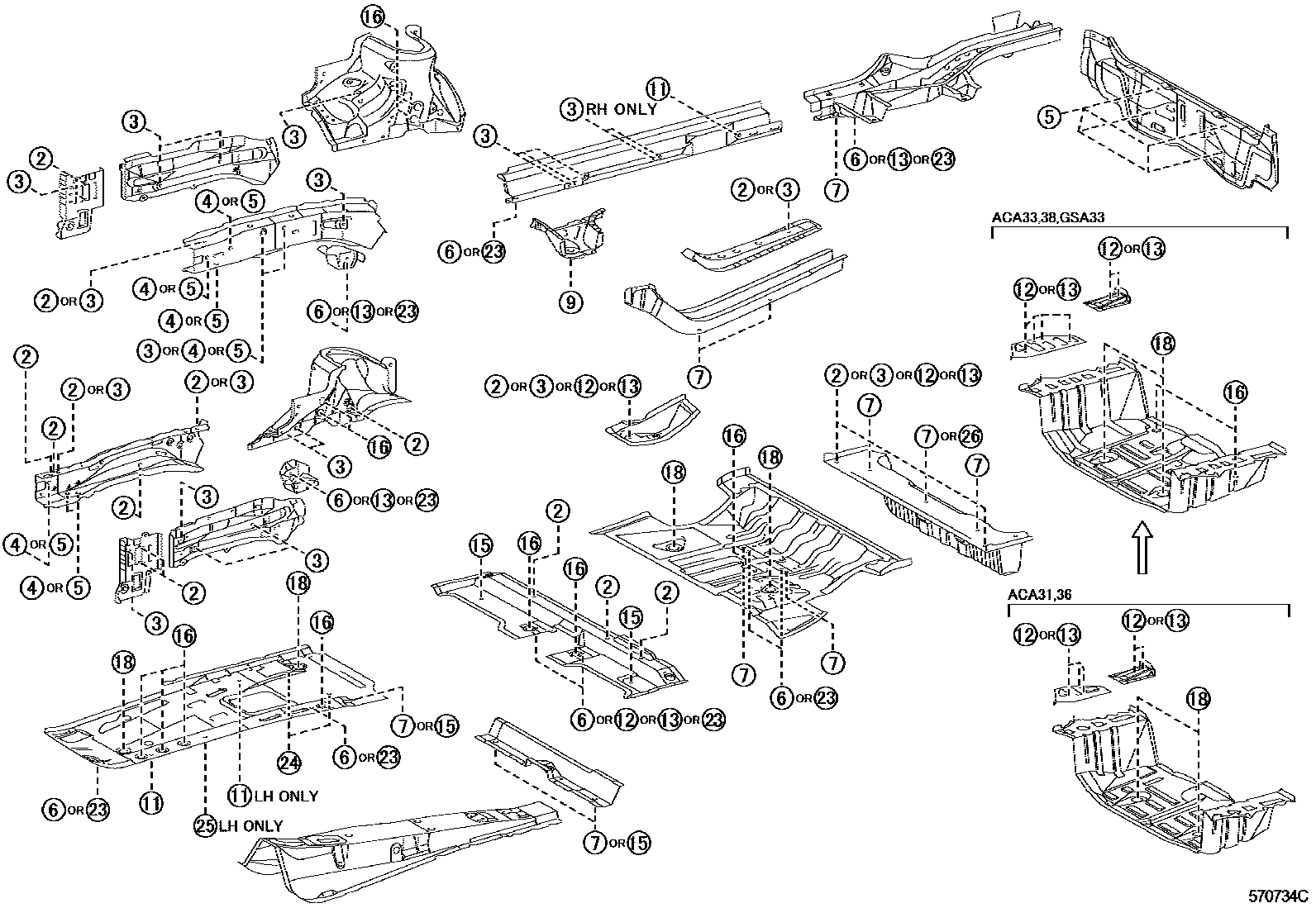 Toyota RAV4 hole plug EPC diagram — 570734C