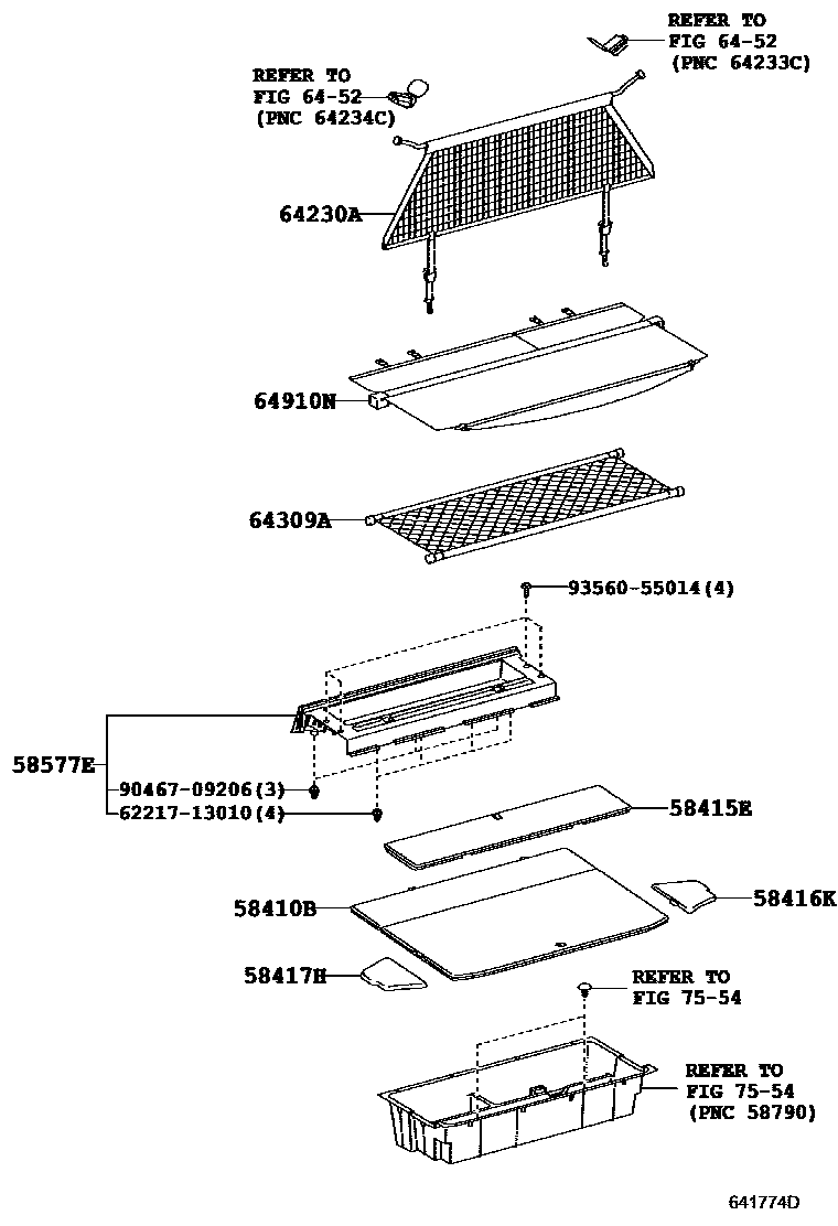 Toyota RAV4 底板和底板装饰罩 EPC diagram — 641774D