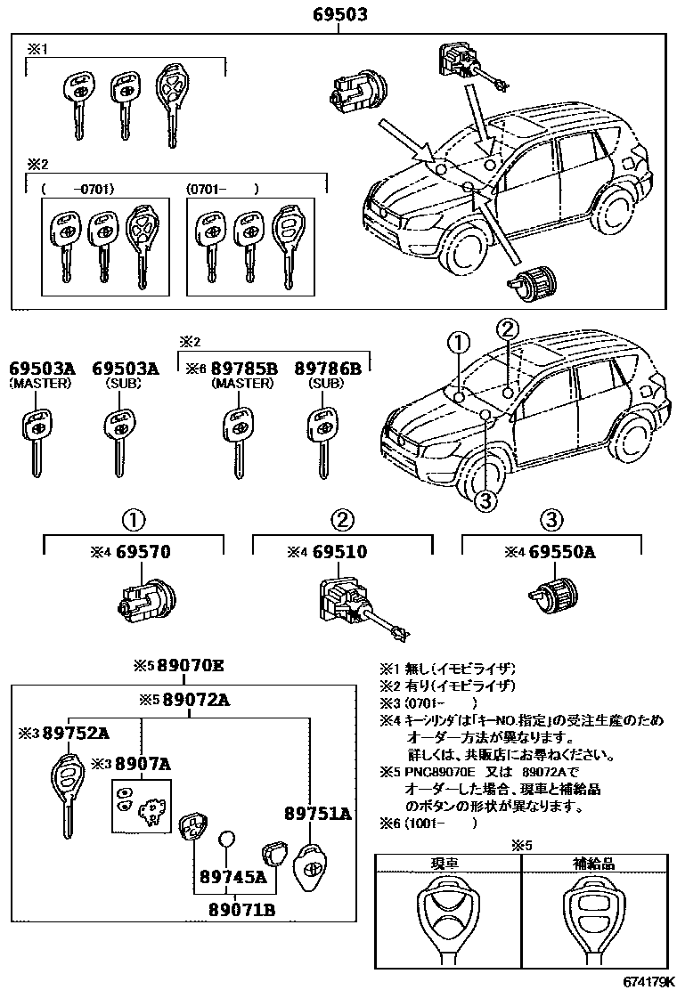 Toyota RAV4 锁芯组件 EPC diagram — 674179K