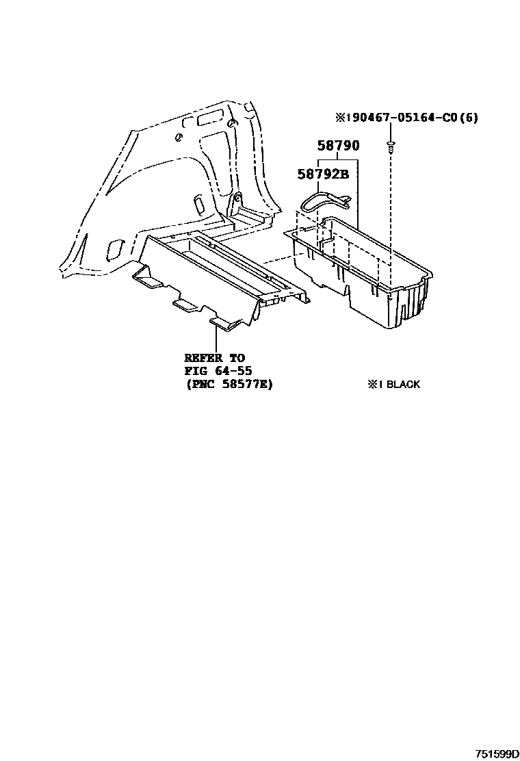 Toyota RAV4 工具箱和牌照支架 EPC diagram — 751599D