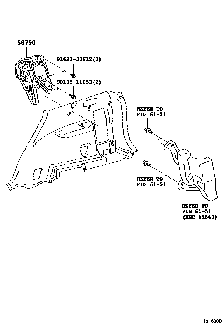 Toyota RAV4 工具箱和牌照支架 EPC diagram — 751600B