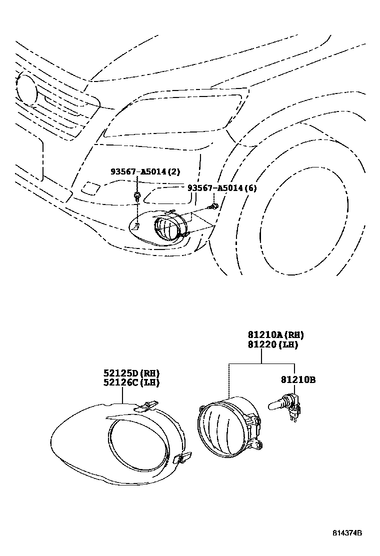 Toyota RAV4 Fog Lamp EPC diagram — 814374B