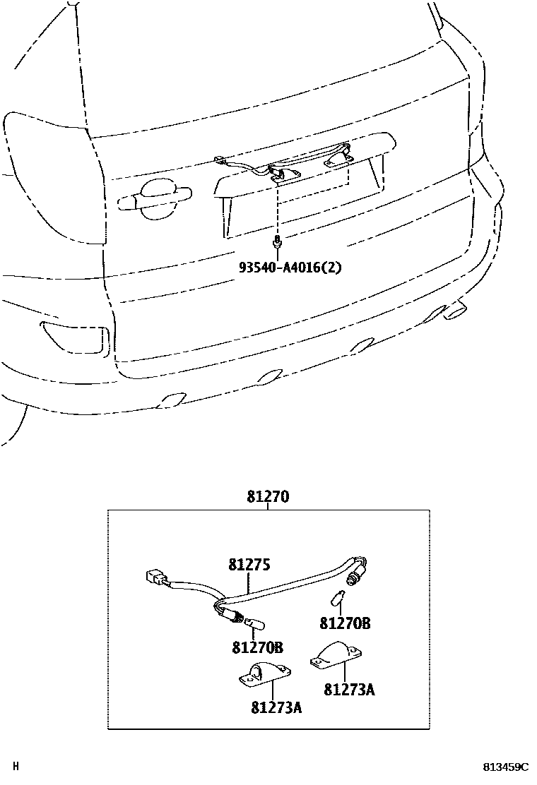 Toyota RAV4 后牌照灯 EPC diagram — 813459C