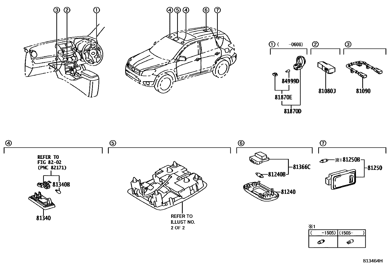 Toyota RAV4 车内灯 EPC diagram — 813464H