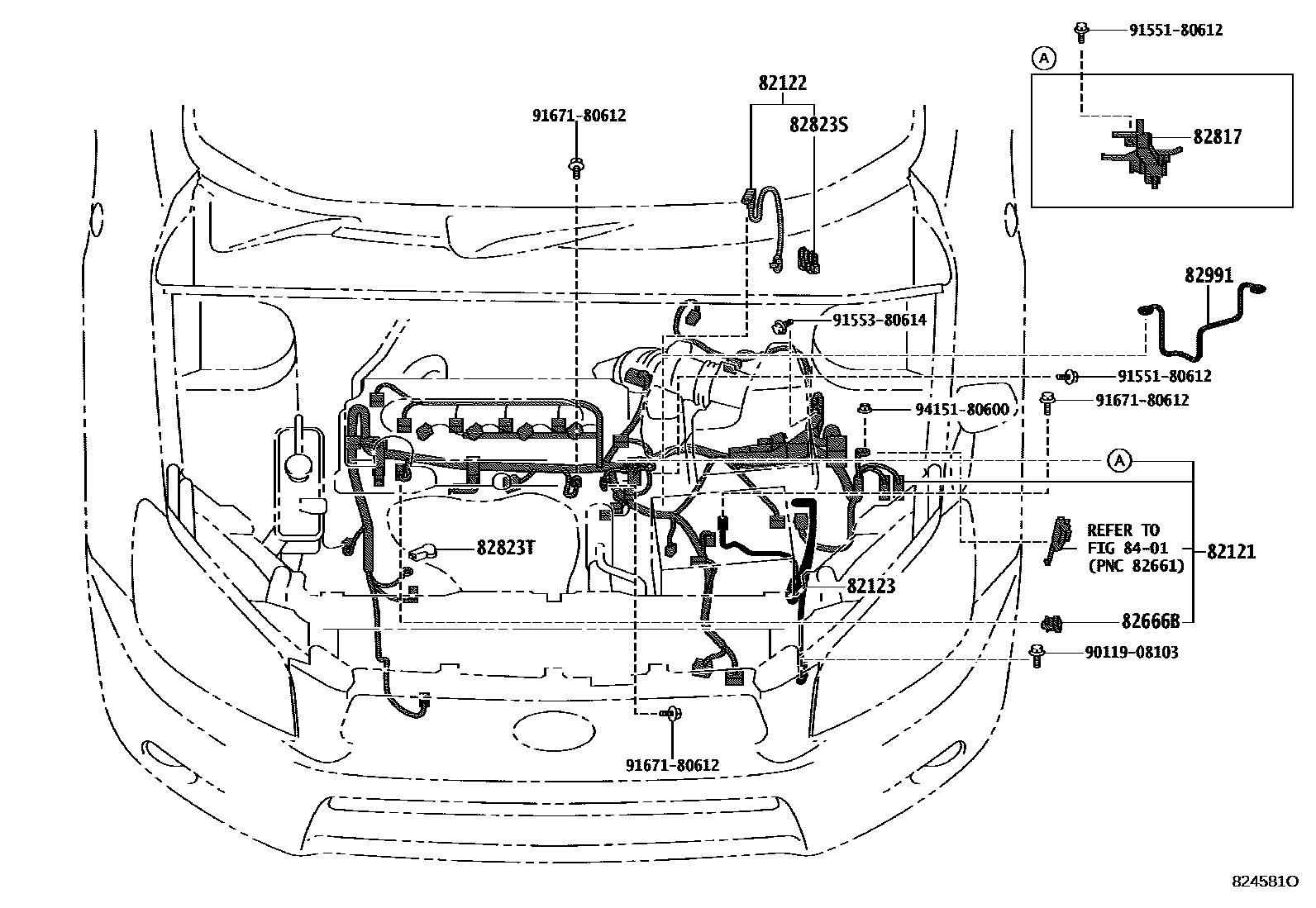 Toyota RAV4 线束和卡夹 EPC diagram — 824581O