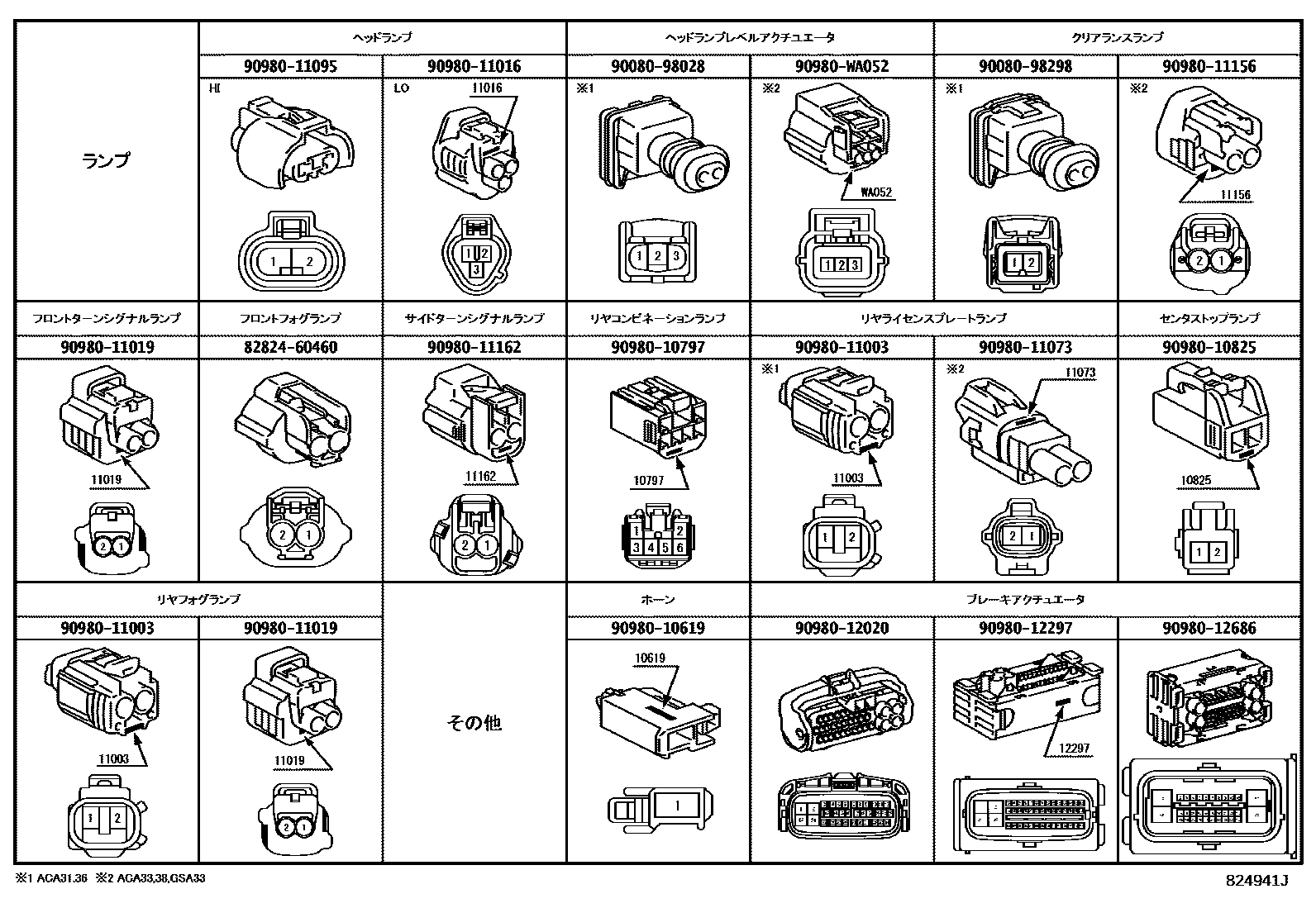Toyota RAV4 线束和卡夹 EPC diagram — 824941J