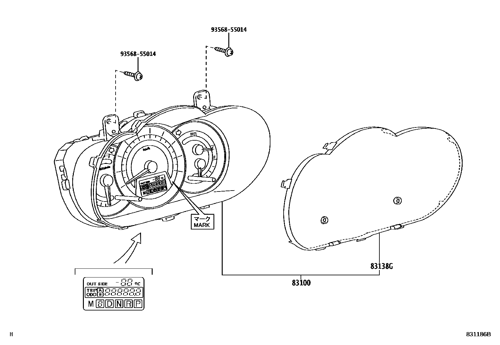 Toyota RAV4 仪表 EPC diagram — 831186B