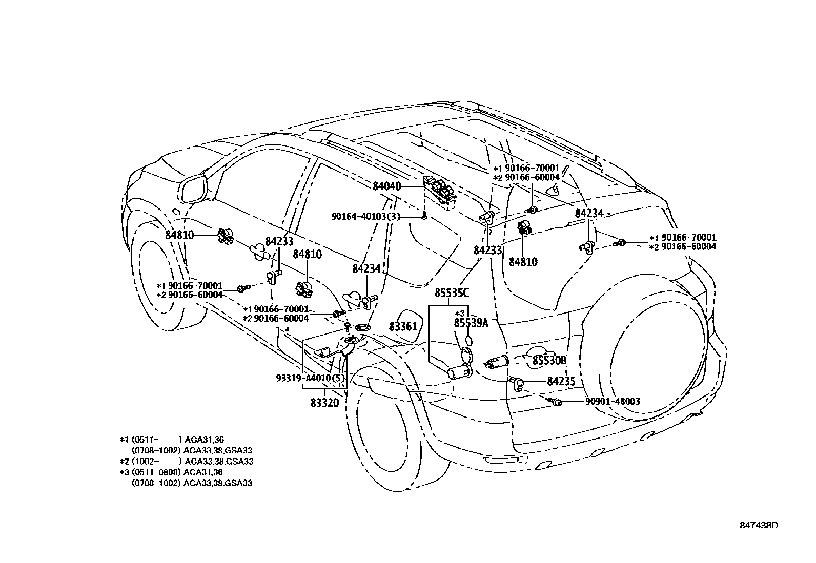 Toyota RAV4 开关和继电器和ECU EPC diagram — 847438D
