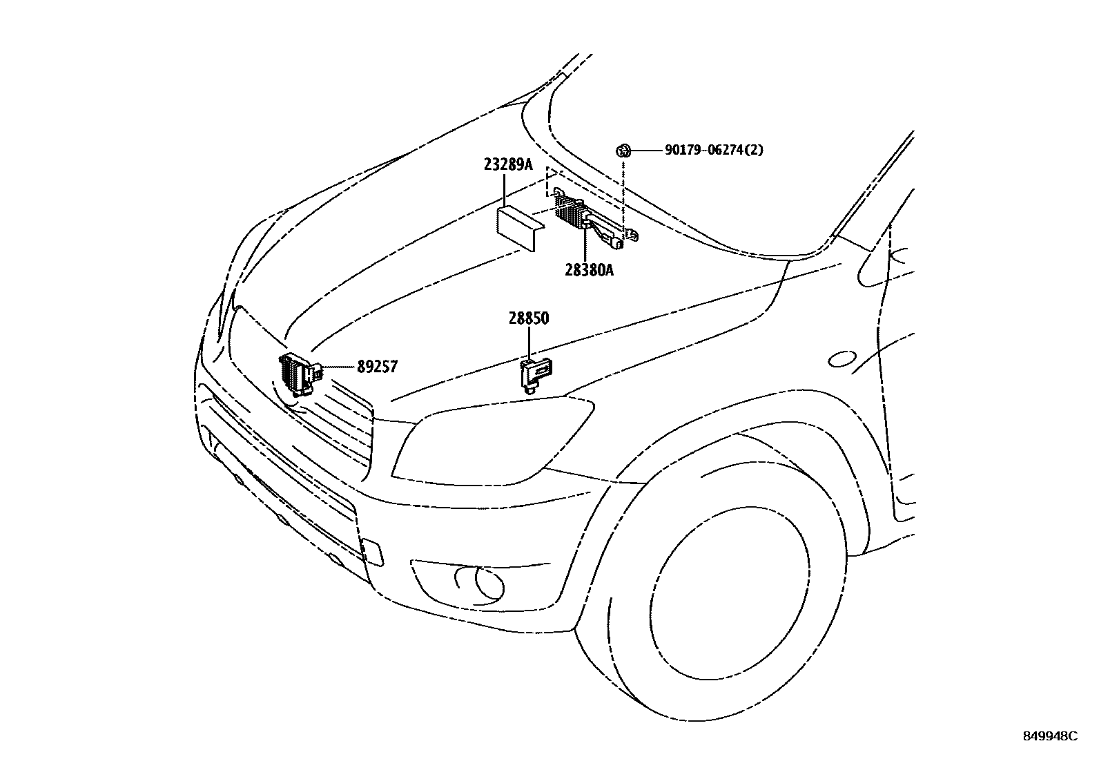 Toyota RAV4 开关和继电器和ECU EPC diagram — 849948C
