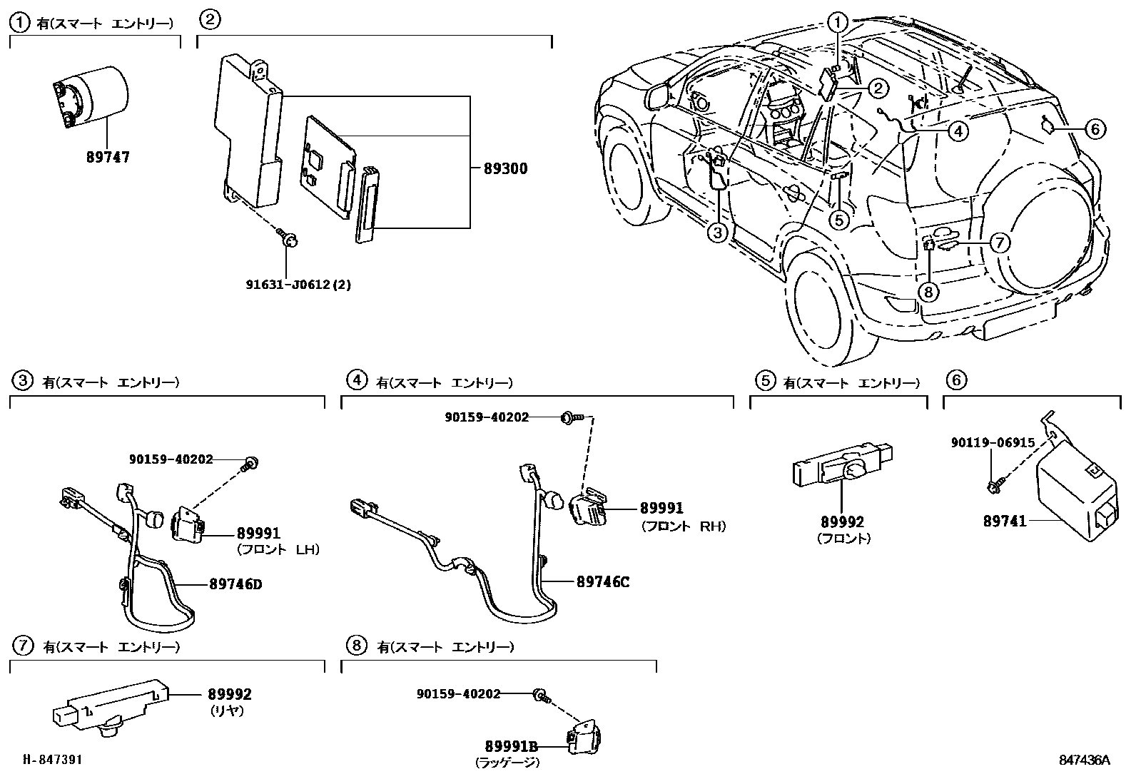 Toyota RAV4 遥控门锁 EPC diagram — 847436B