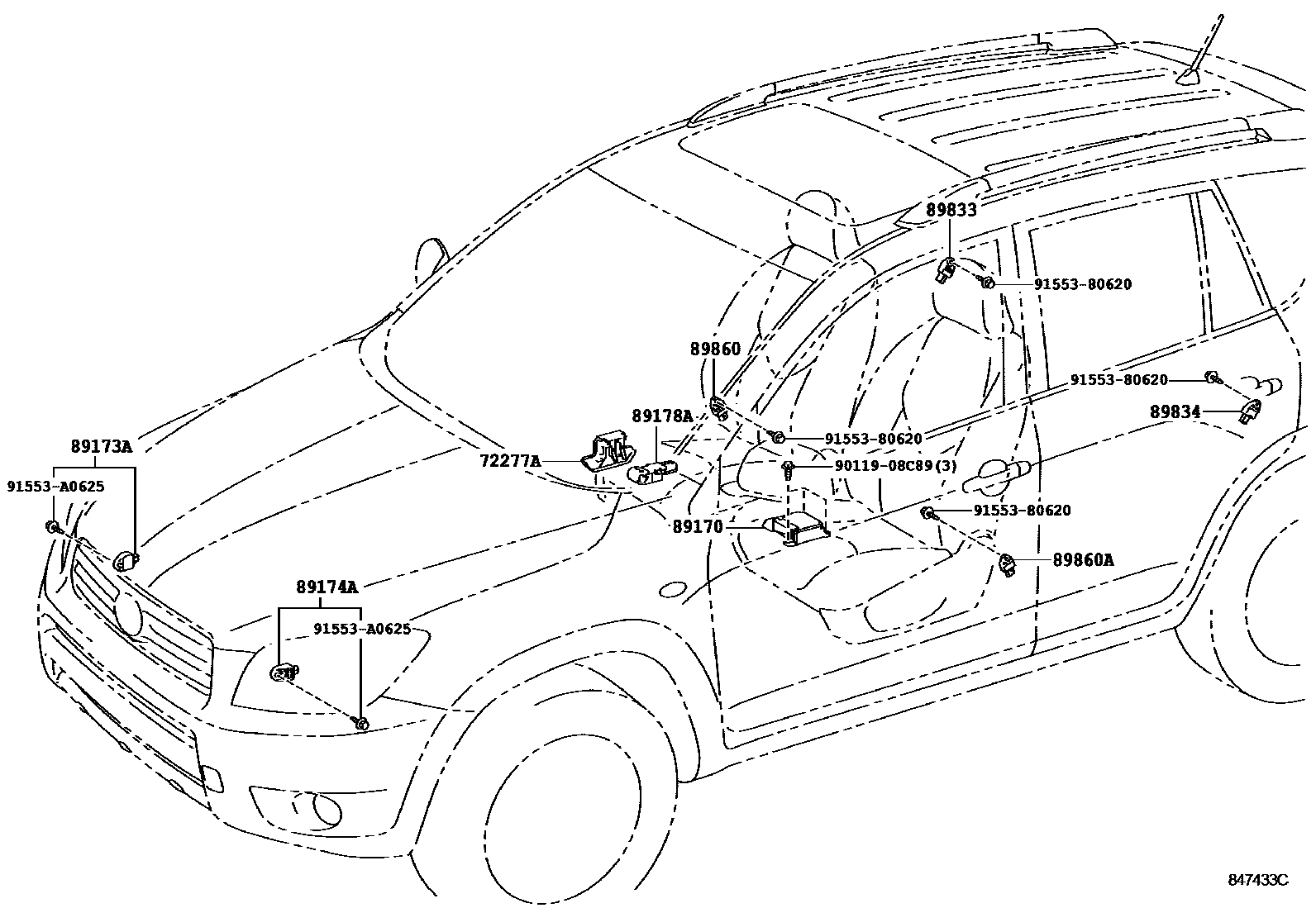 Toyota RAV4 空气囊 EPC diagram — 847433C
