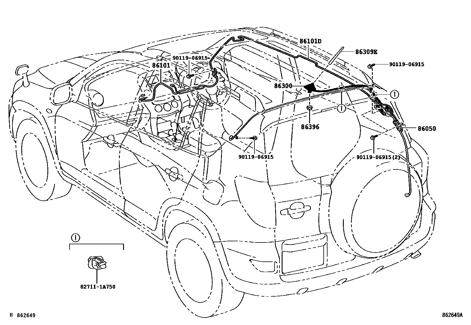 Toyota RAV4 antenna EPC diagram — 862649A