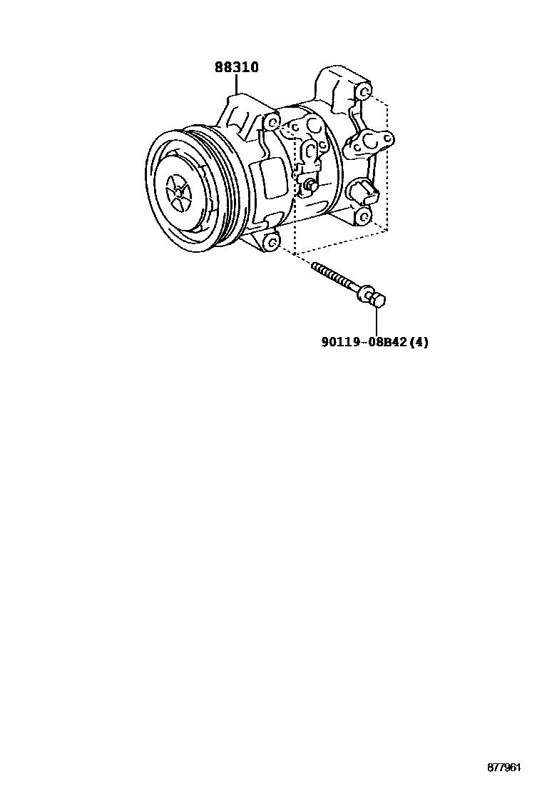 Toyota RAV4 Heating & Air Conditioning - Compressor EPC diagram — 877961