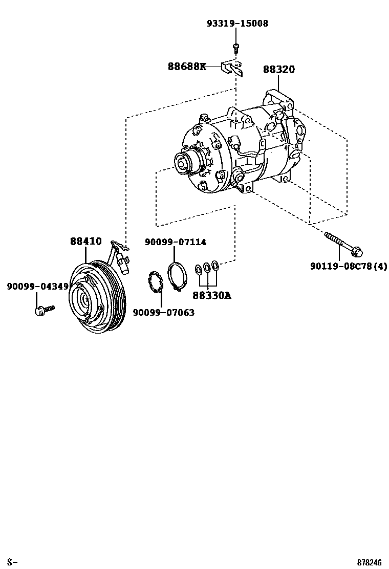 Toyota RAV4 Heating & Air Conditioning - Compressor EPC diagram — 878246