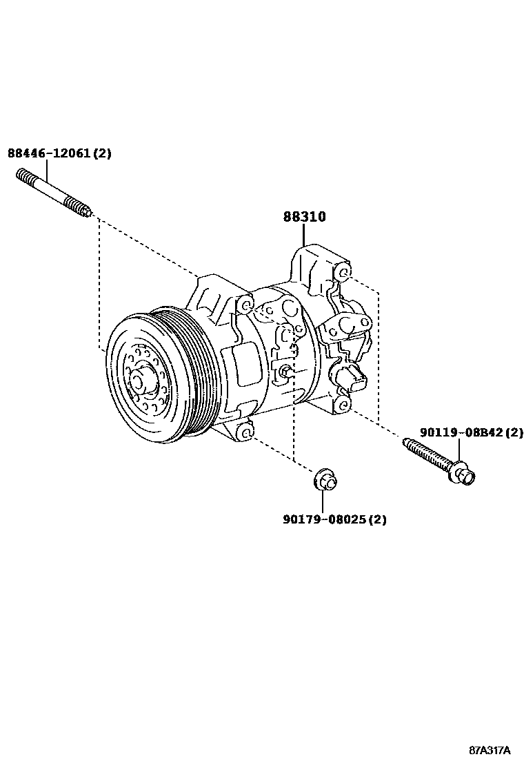 Toyota RAV4 Heating & Air Conditioning - Compressor EPC diagram — 87A317A
