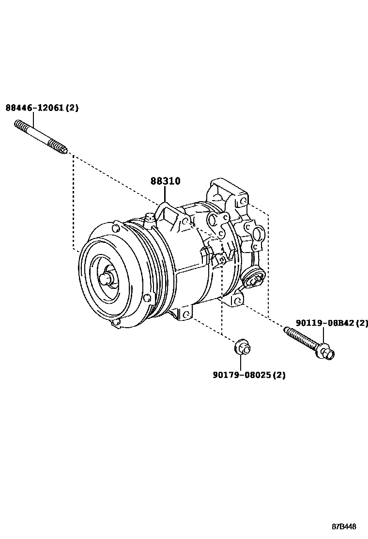 Toyota RAV4 Heating & Air Conditioning - Compressor EPC diagram — 87B448