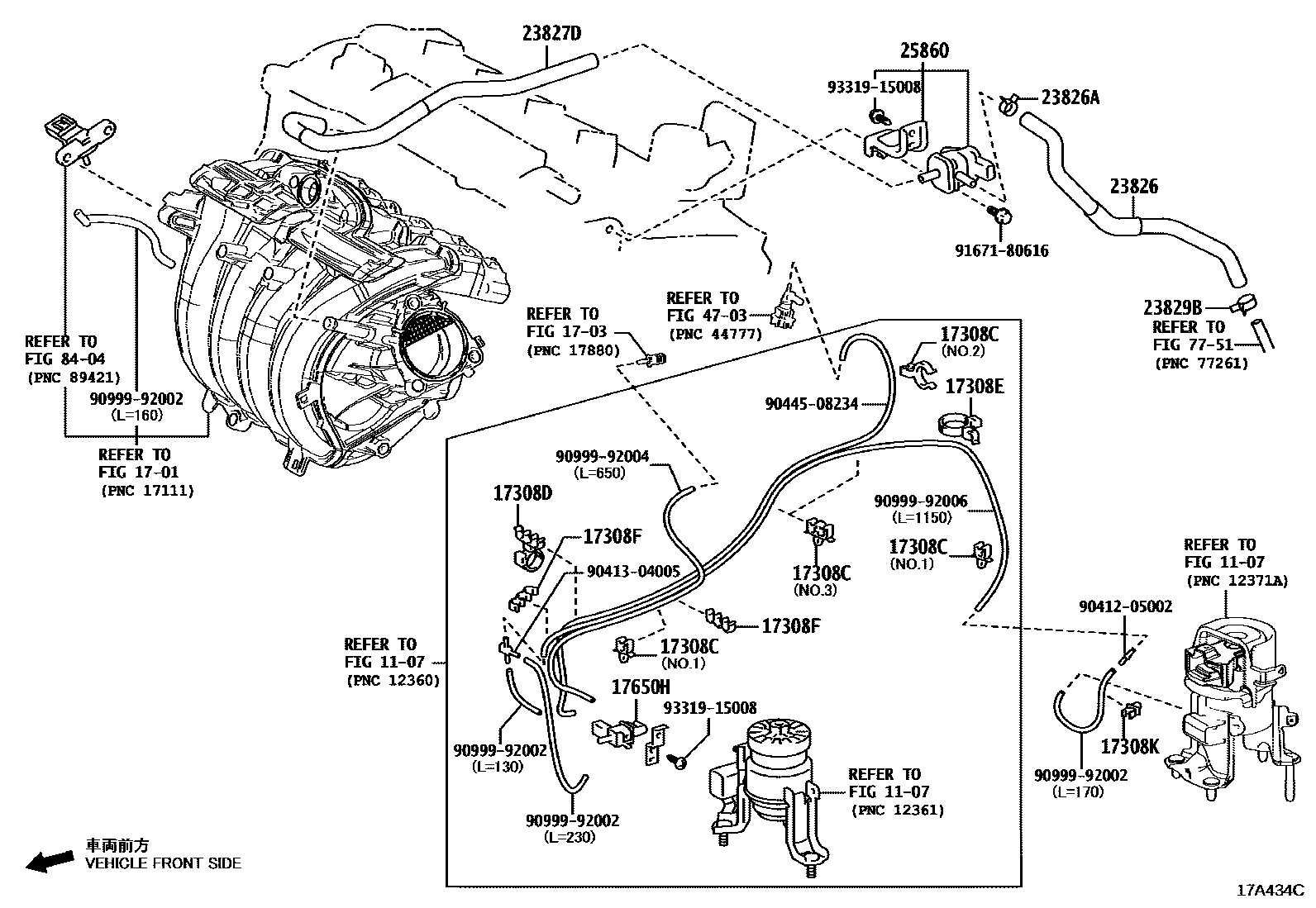 Toyota RAV4 vacuum tube EPC diagram — 17A434C