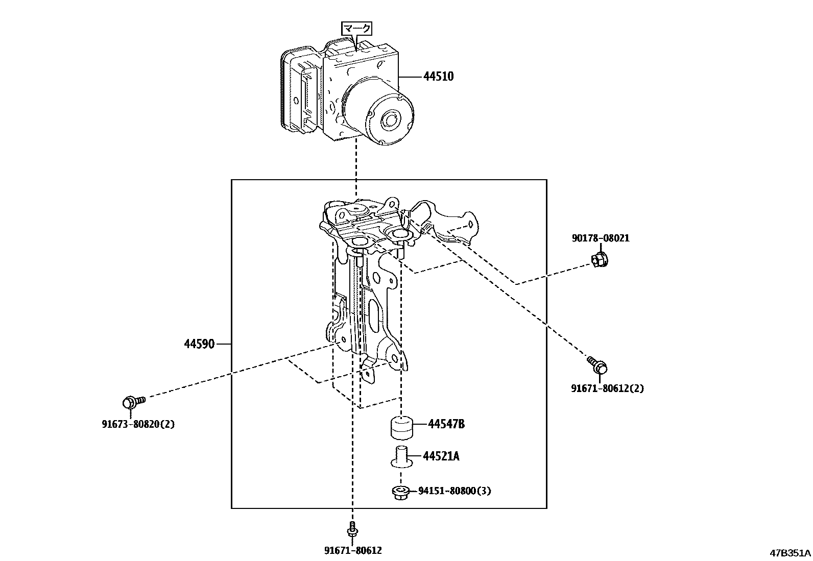 Toyota RAV4 制动配管和卡箍 EPC diagram — 47B351A