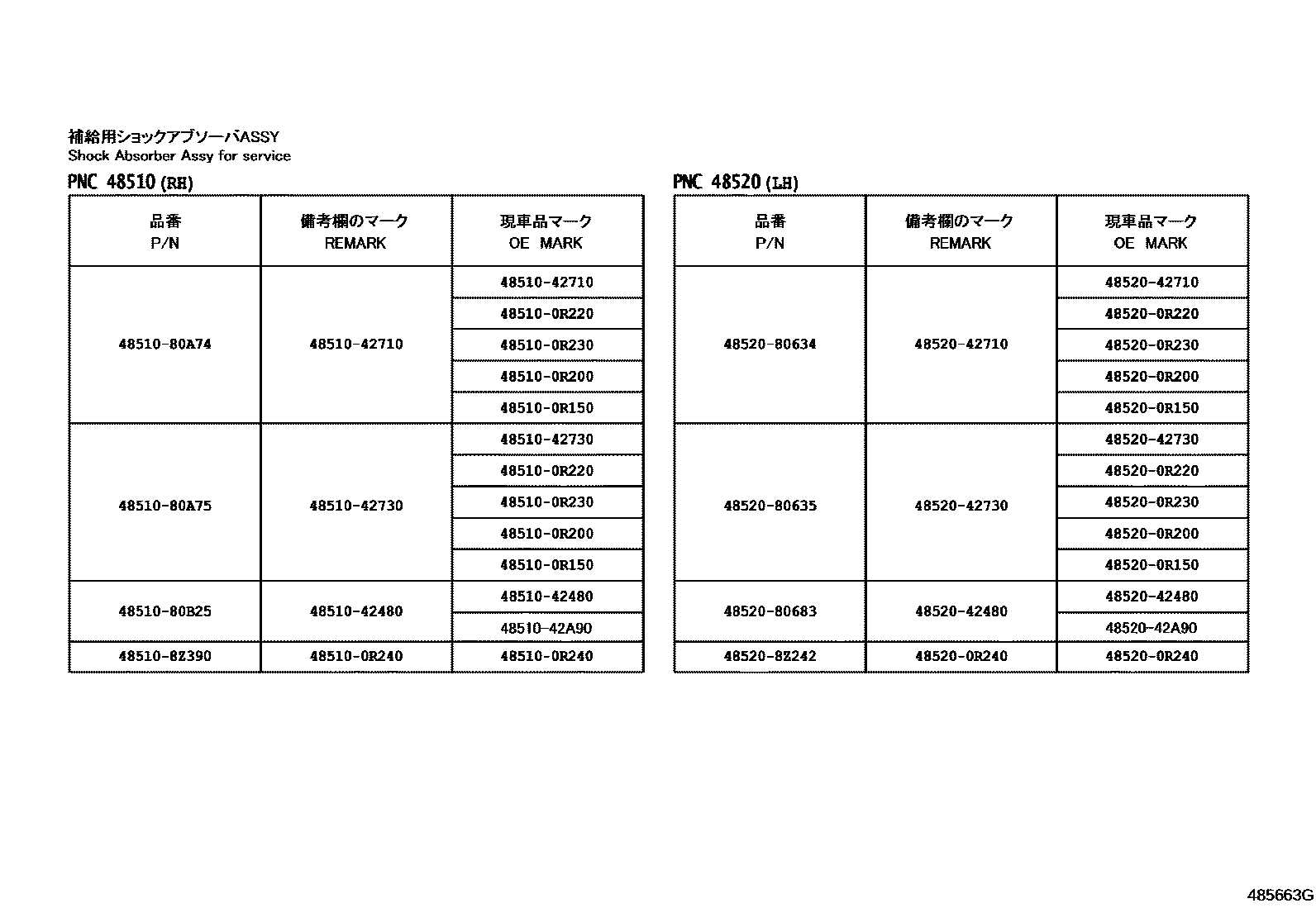 Toyota RAV4 Front Spring & Shock Absorber EPC diagram — 485663G
