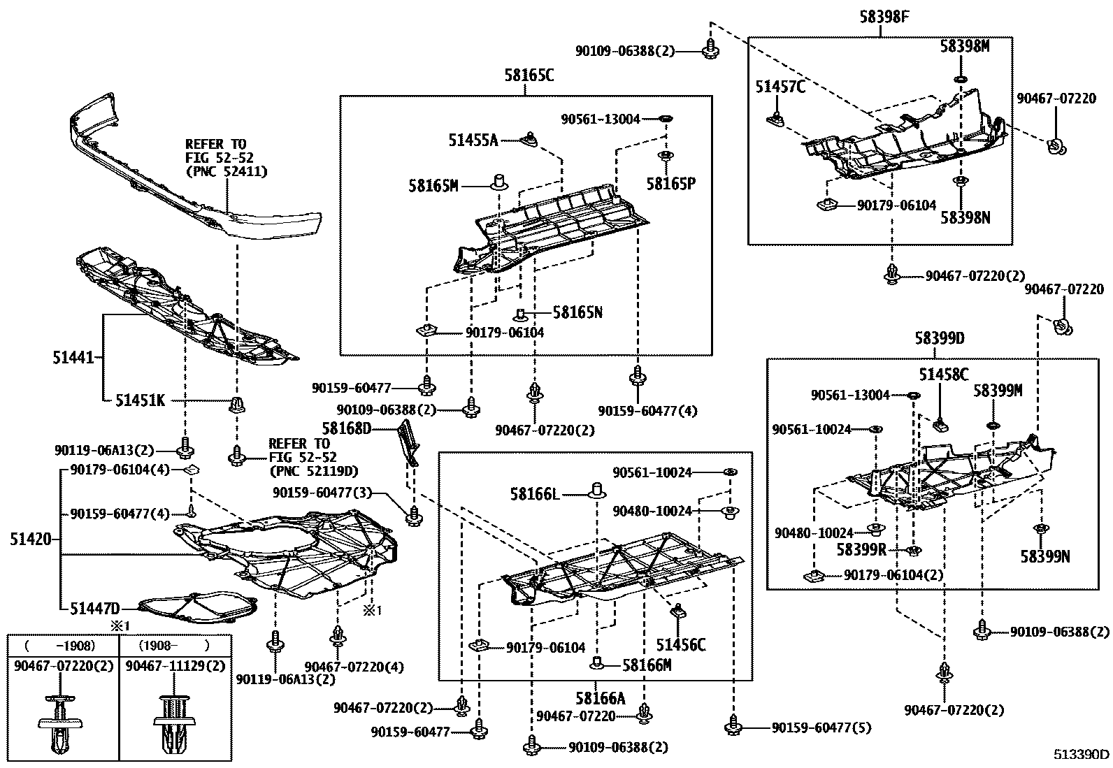 Toyota RAV4 悬架横梁和发动机底罩 EPC diagram — 513390D