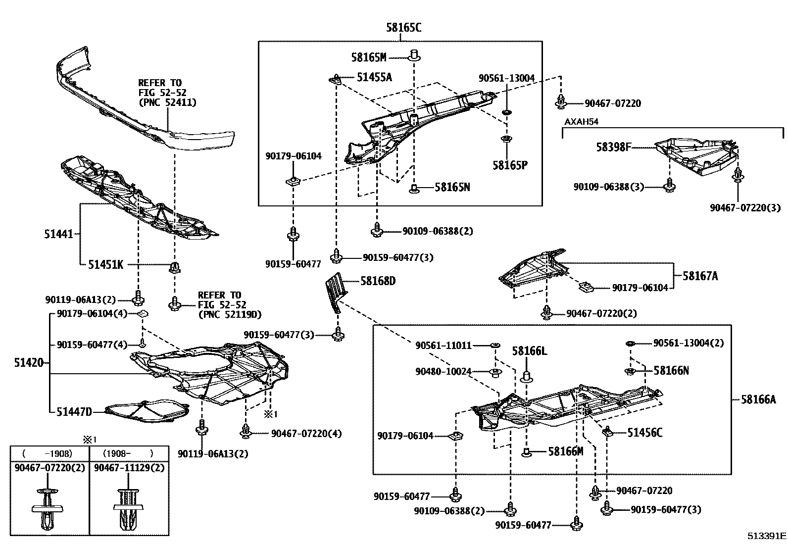 Toyota RAV4 悬架横梁和发动机底罩 EPC diagram — 513391E