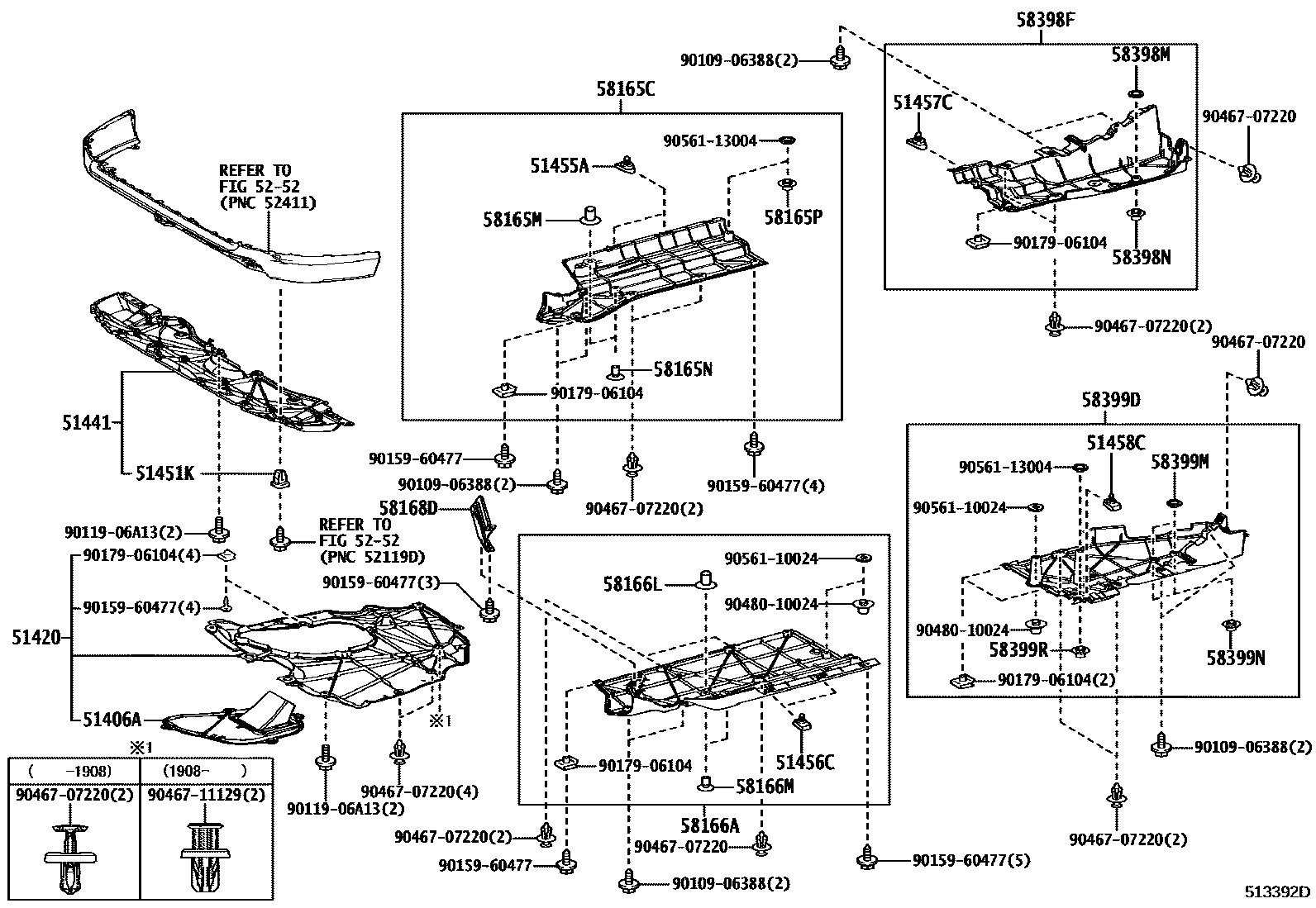 Toyota RAV4 悬架横梁和发动机底罩 EPC diagram — 513392D