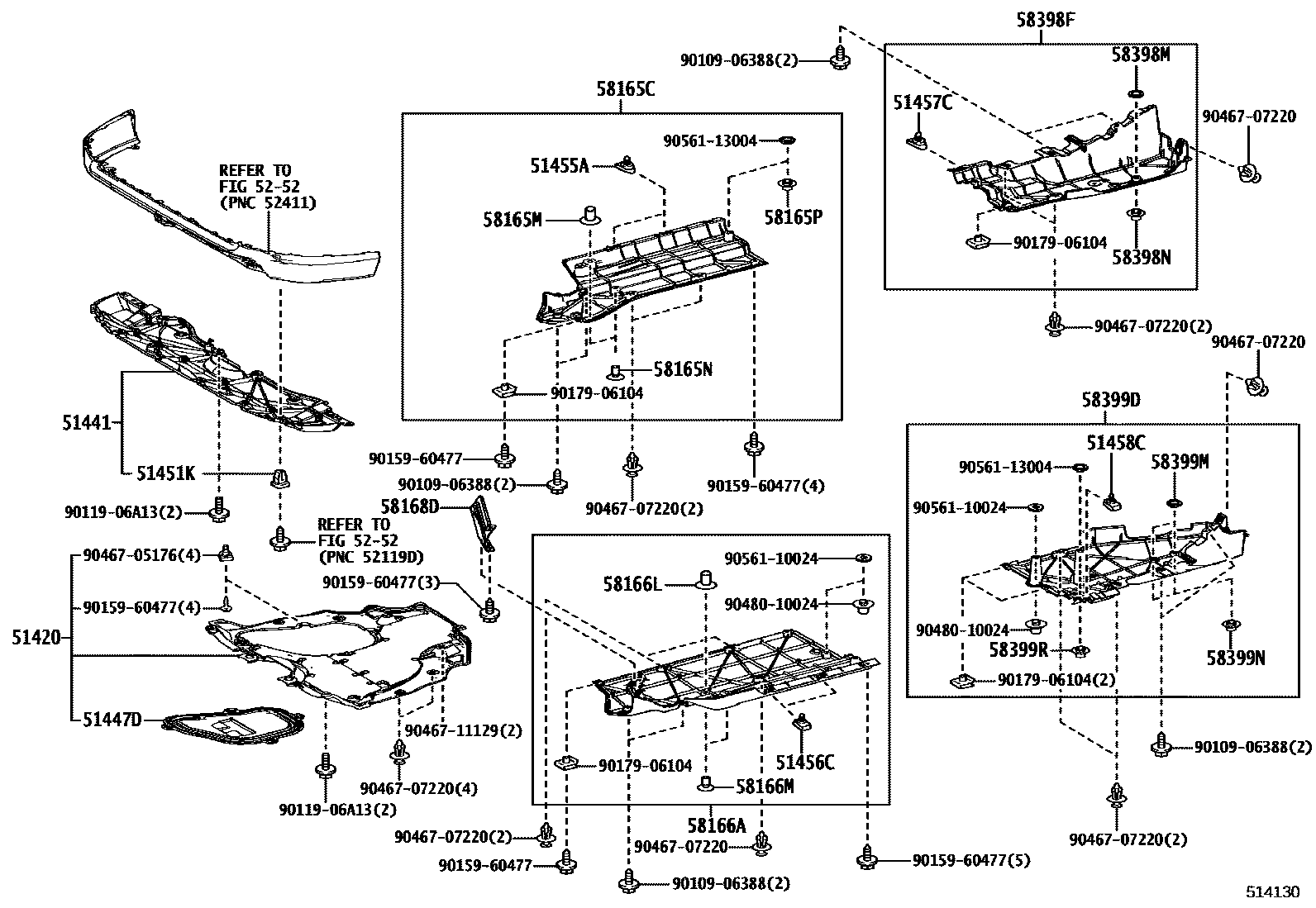 Toyota RAV4 悬架横梁和发动机底罩 EPC diagram — 514130