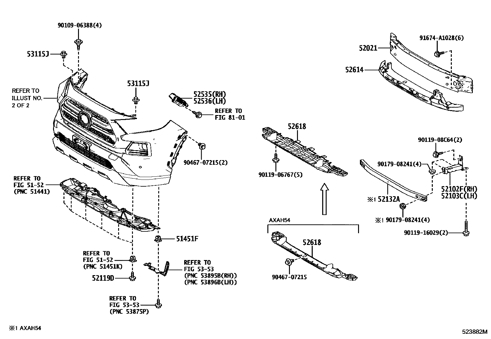Toyota RAV4 前保险杠及附件 EPC diagram — 523882M