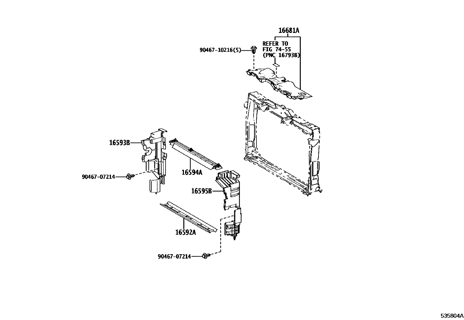 Toyota RAV4 前翼子板挡泥板和前围板 EPC diagram — 535804A