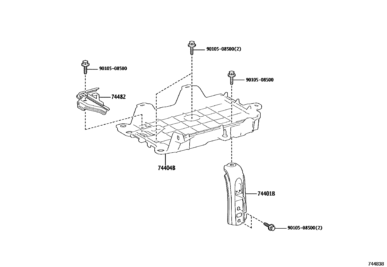 Toyota RAV4 battery holder EPC diagram — 744838