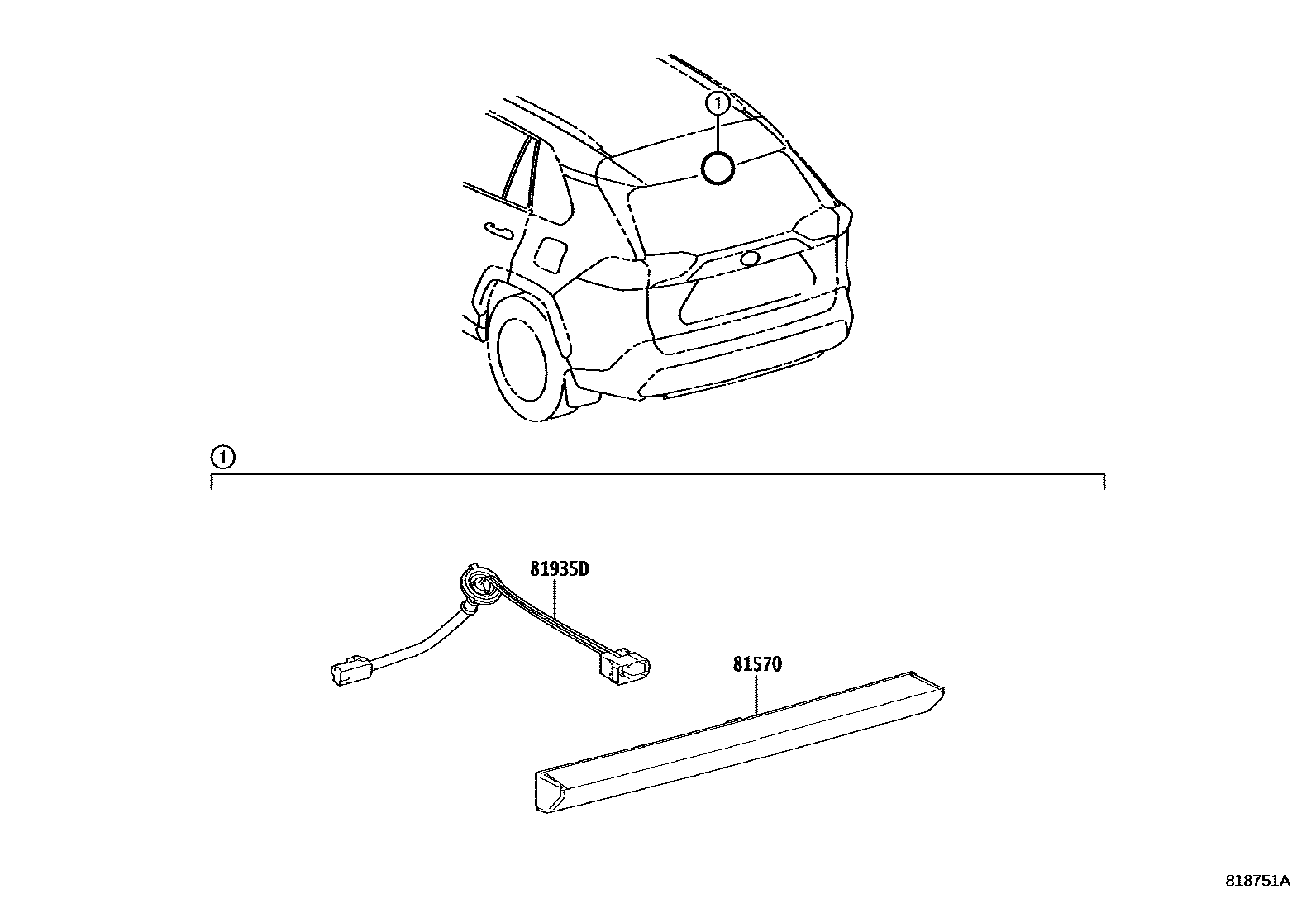 Toyota RAV4 高位刹车灯 EPC diagram — 818751A