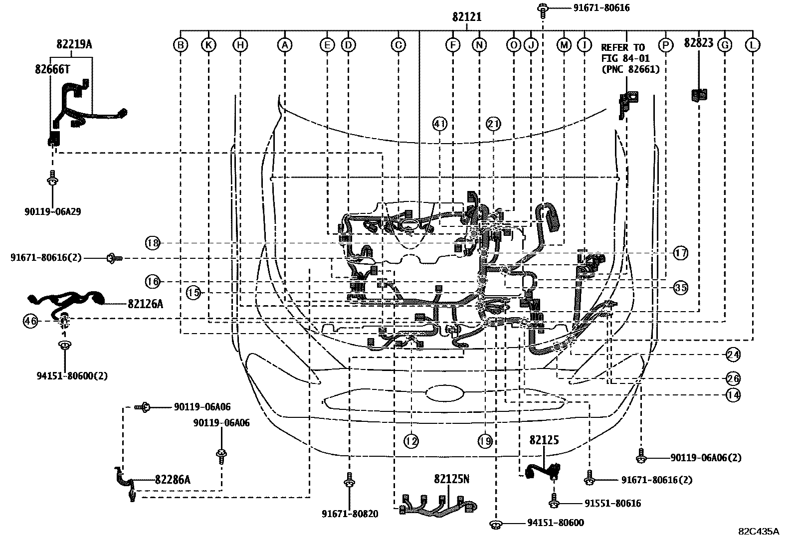 Toyota RAV4 线束和卡夹 EPC diagram — 82C435A