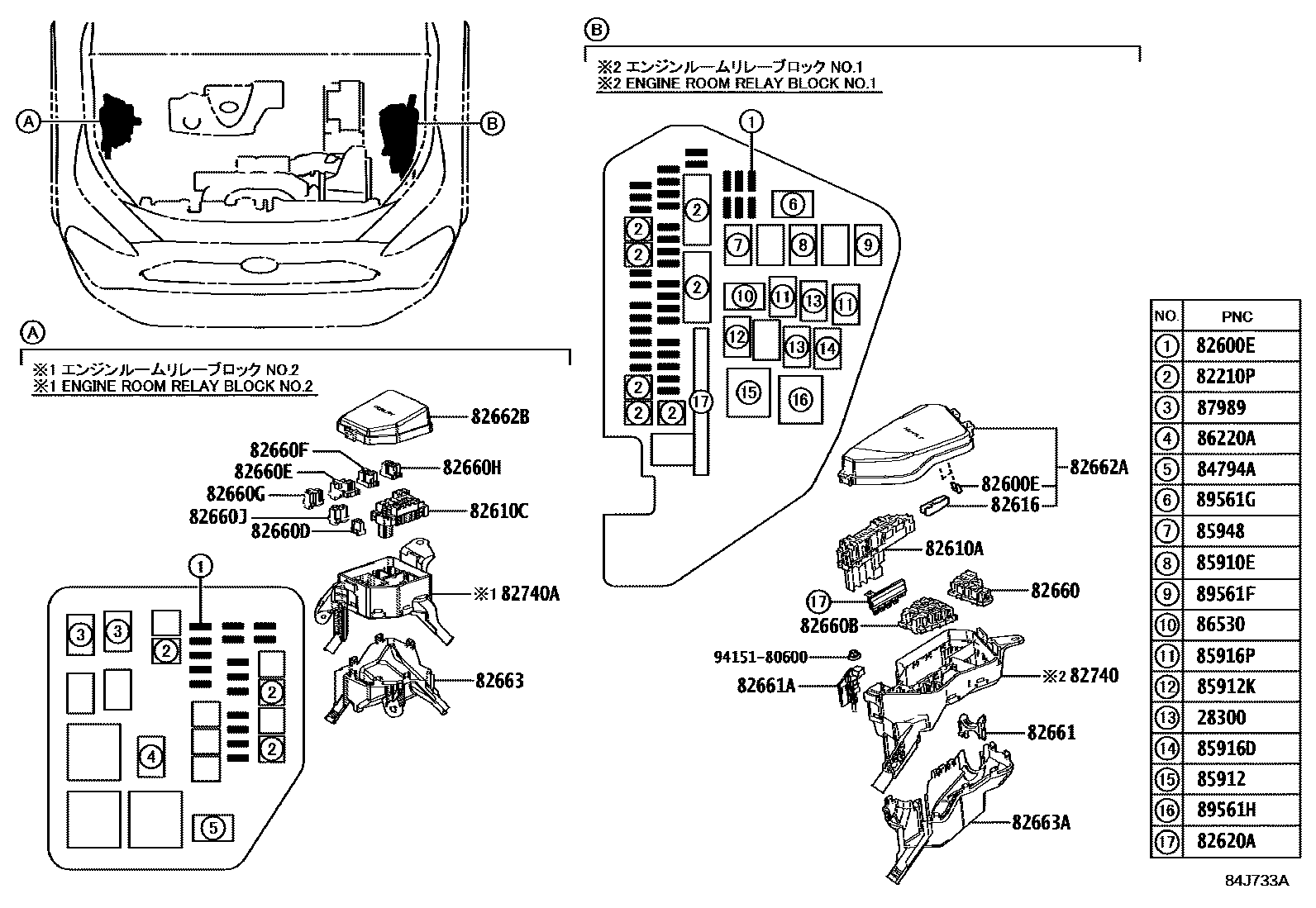 Toyota RAV4 开关和继电器和ECU EPC diagram — 84J733A