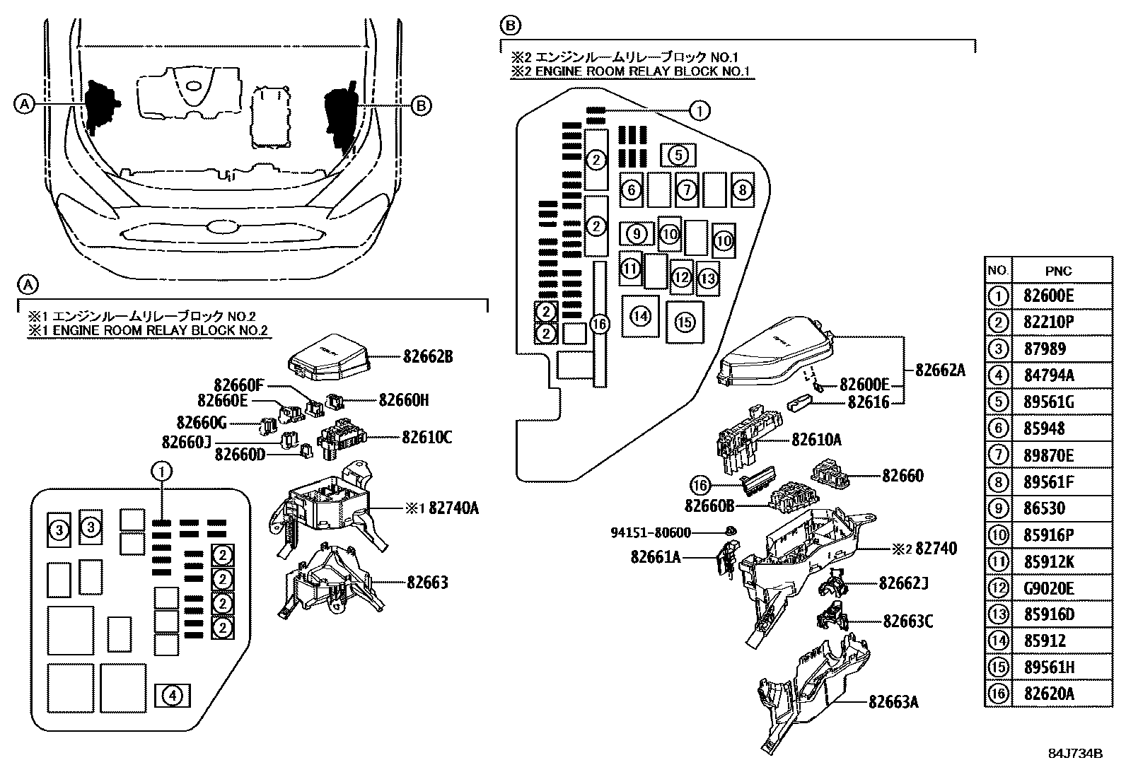 Toyota RAV4 开关和继电器和ECU EPC diagram — 84J734C