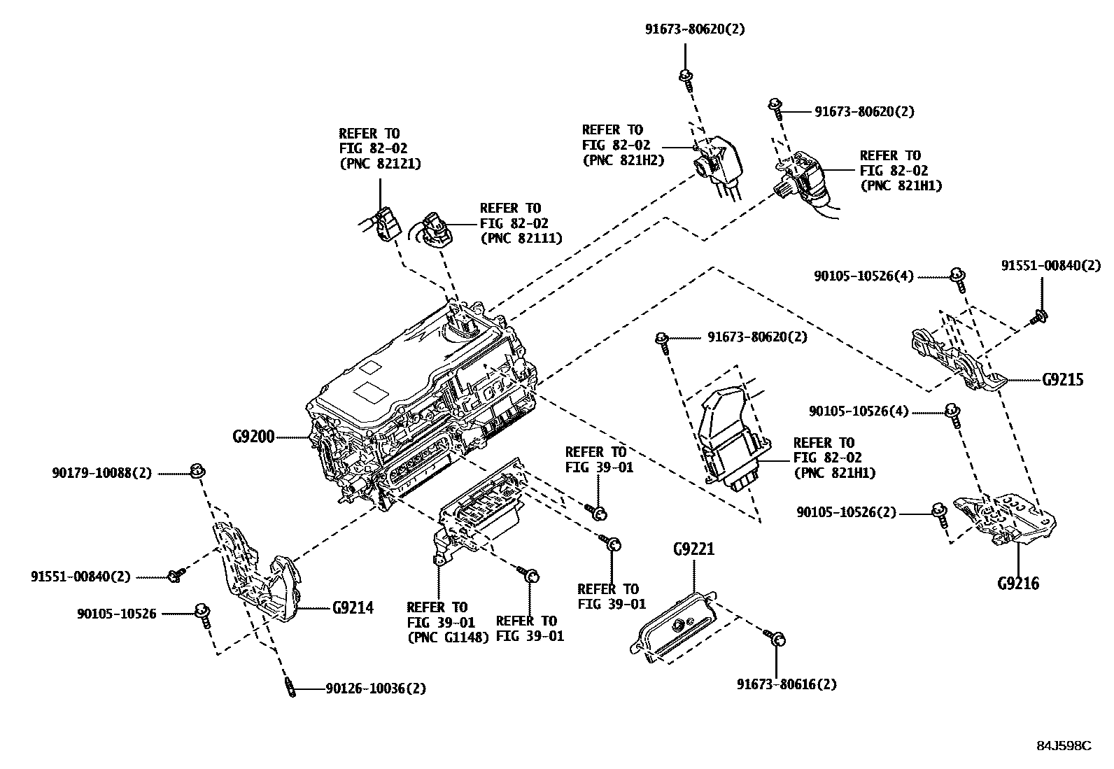 Toyota RAV4 HV逆变器 EPC diagram — 84J598C