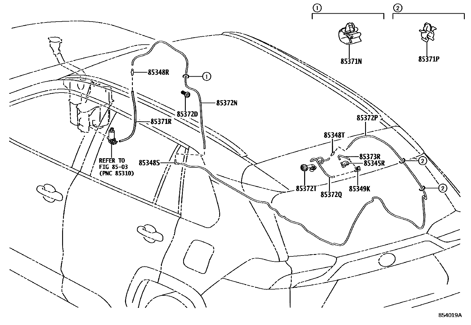 Toyota RAV4 后清洗器 EPC diagram — 854019A