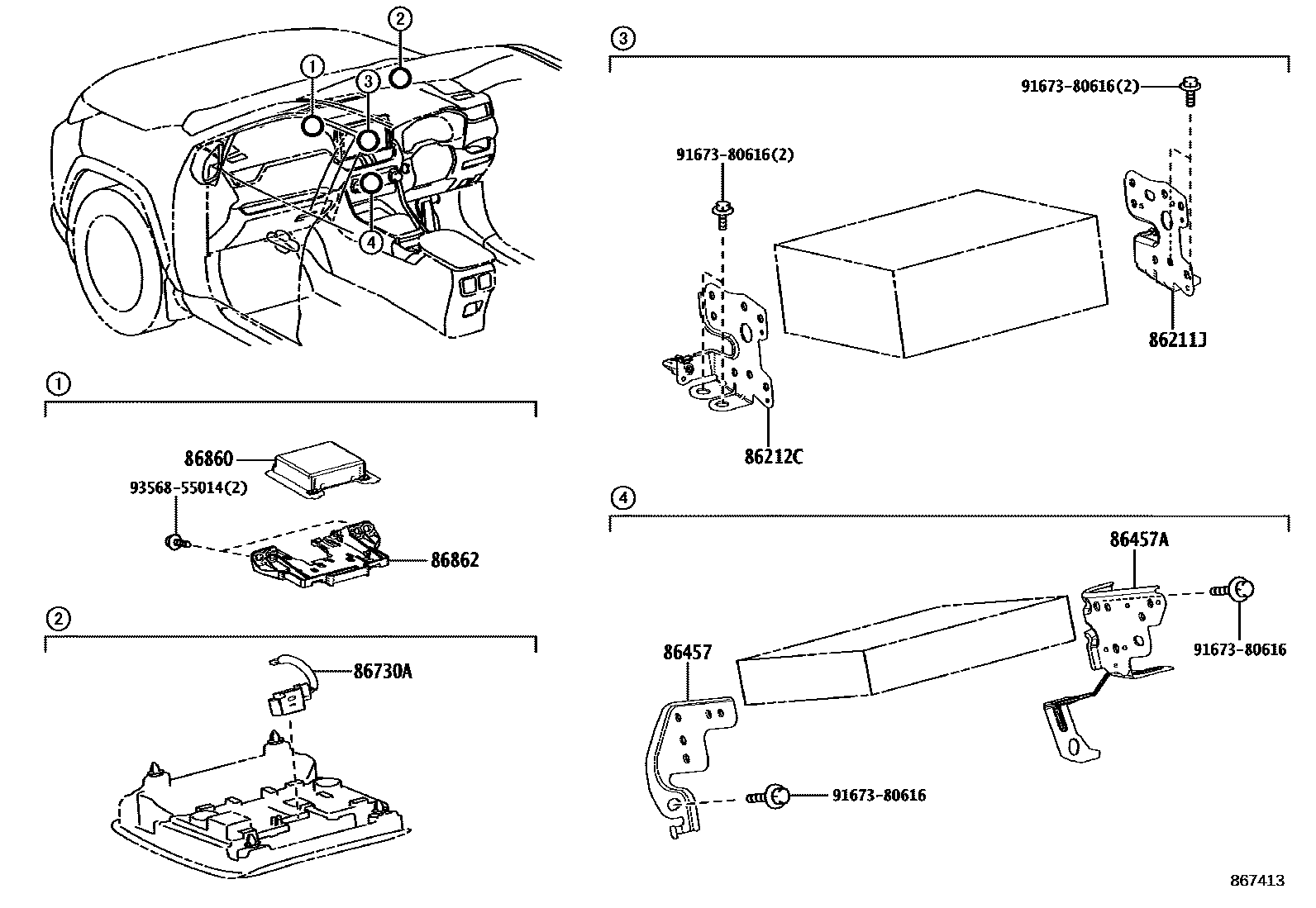 Toyota RAV4 导航和前监视器显示屏 EPC diagram — 867413