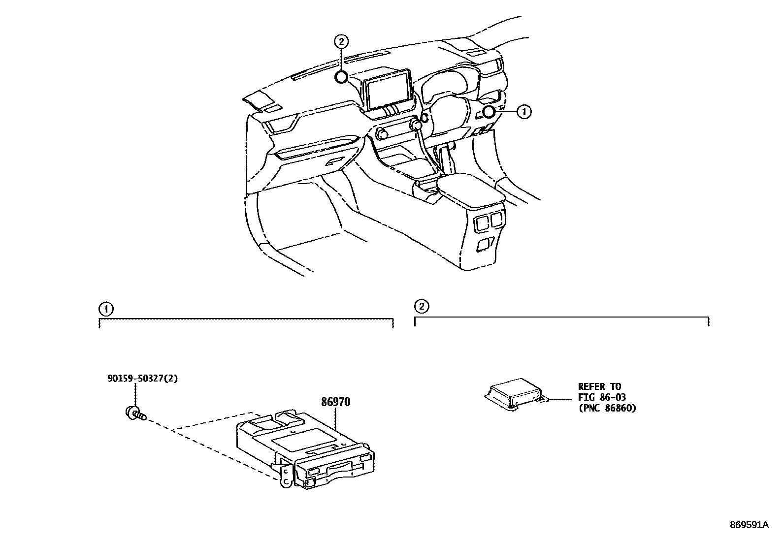 Toyota RAV4 收音机通信和ETC EPC diagram — 869591A