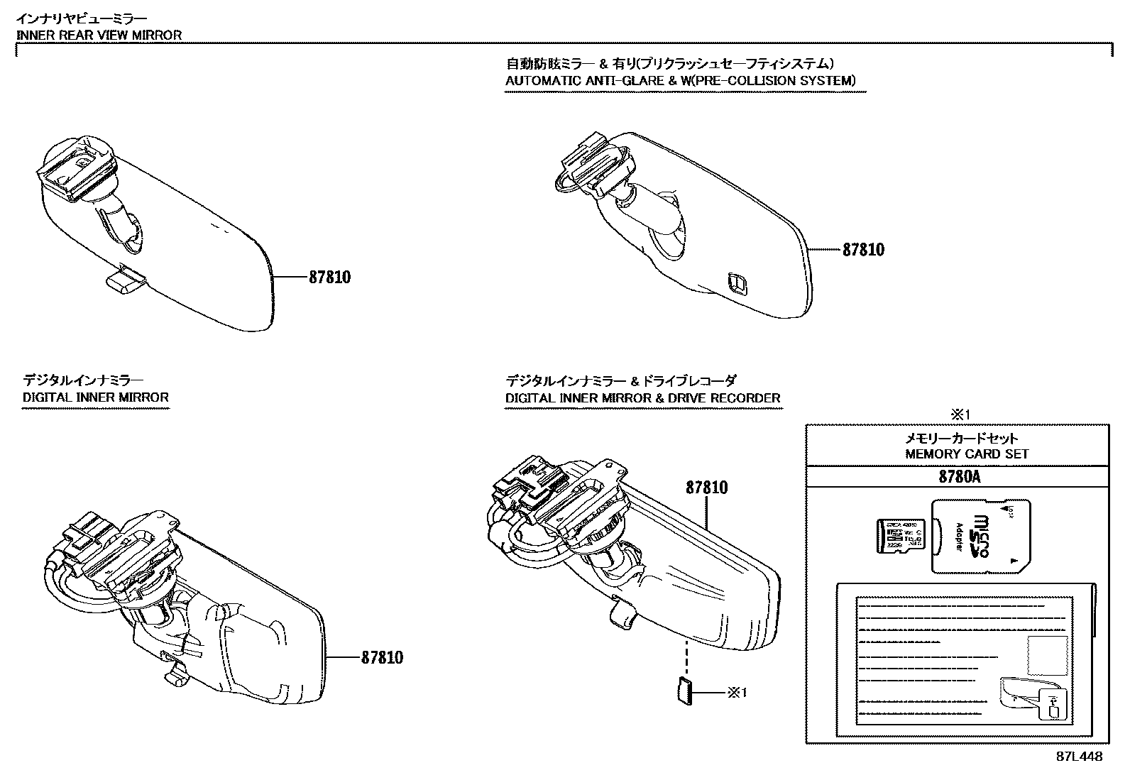 Toyota RAV4 后视镜 EPC diagram — 87L448