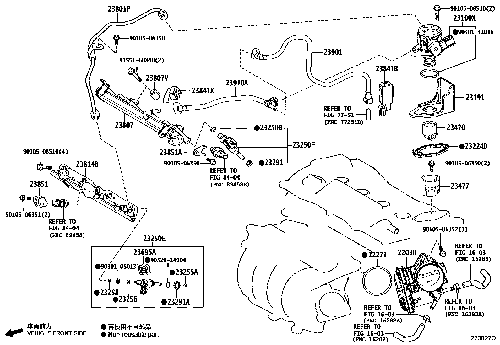Toyota RAV4 燃油喷射系统 EPC diagram — 223827D