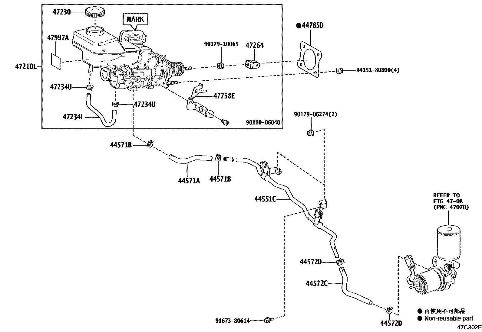 Toyota RAV4 制动总泵 EPC diagram — 47C302E