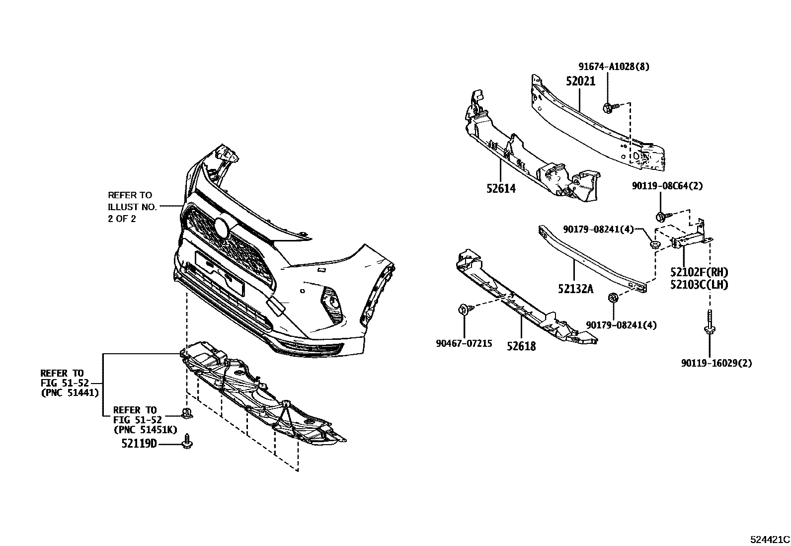 Toyota RAV4 前保险杠及附件 EPC diagram — 524421C