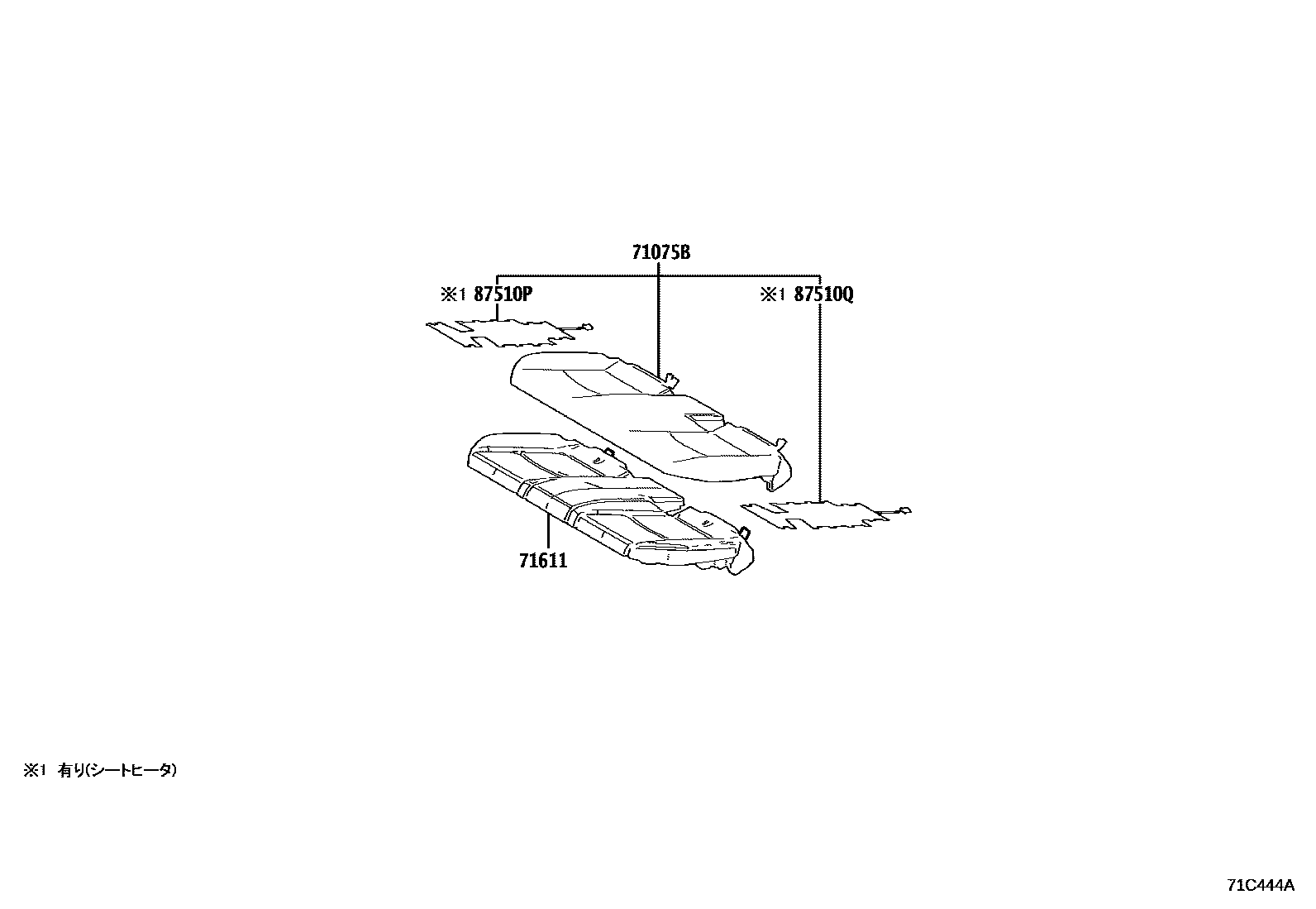 Toyota RAV4 座椅和座椅滑轨 EPC diagram — 71C444A