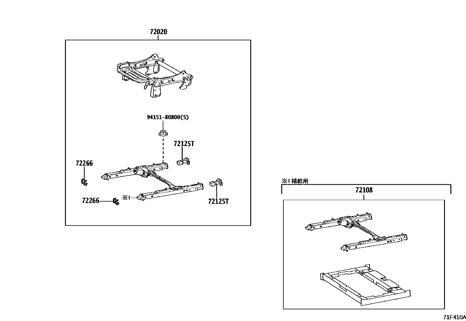 Toyota RAV4 座椅和座椅滑轨 EPC diagram — 71F410A