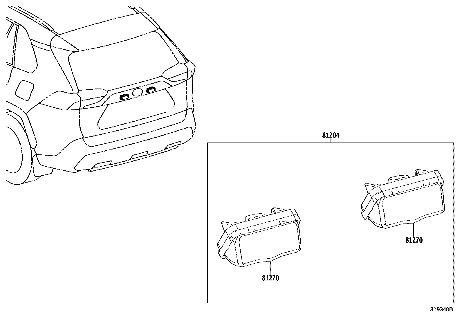 Toyota RAV4 后牌照灯 EPC diagram — 819348B