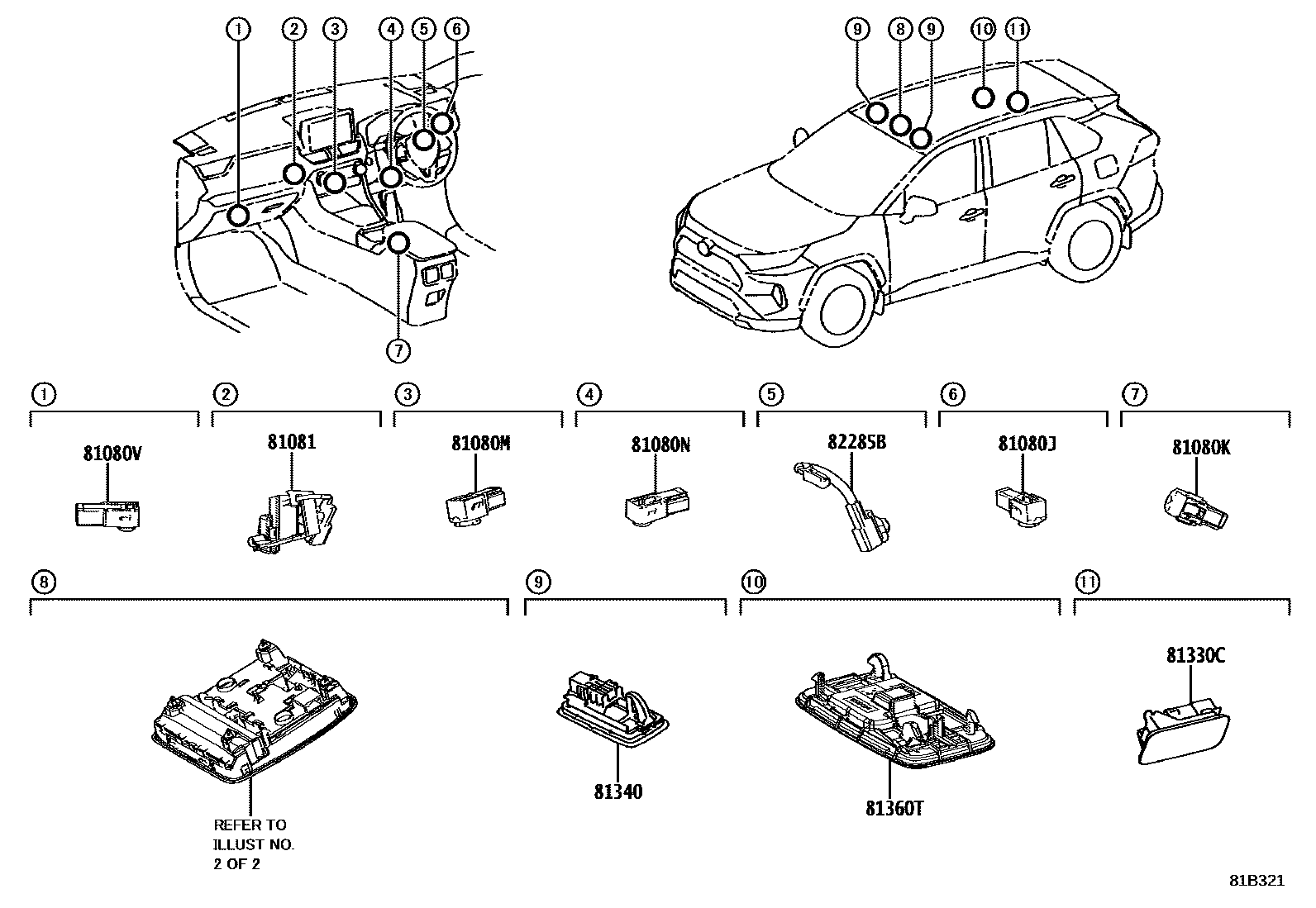 Toyota RAV4 车内灯 EPC diagram — 81B321