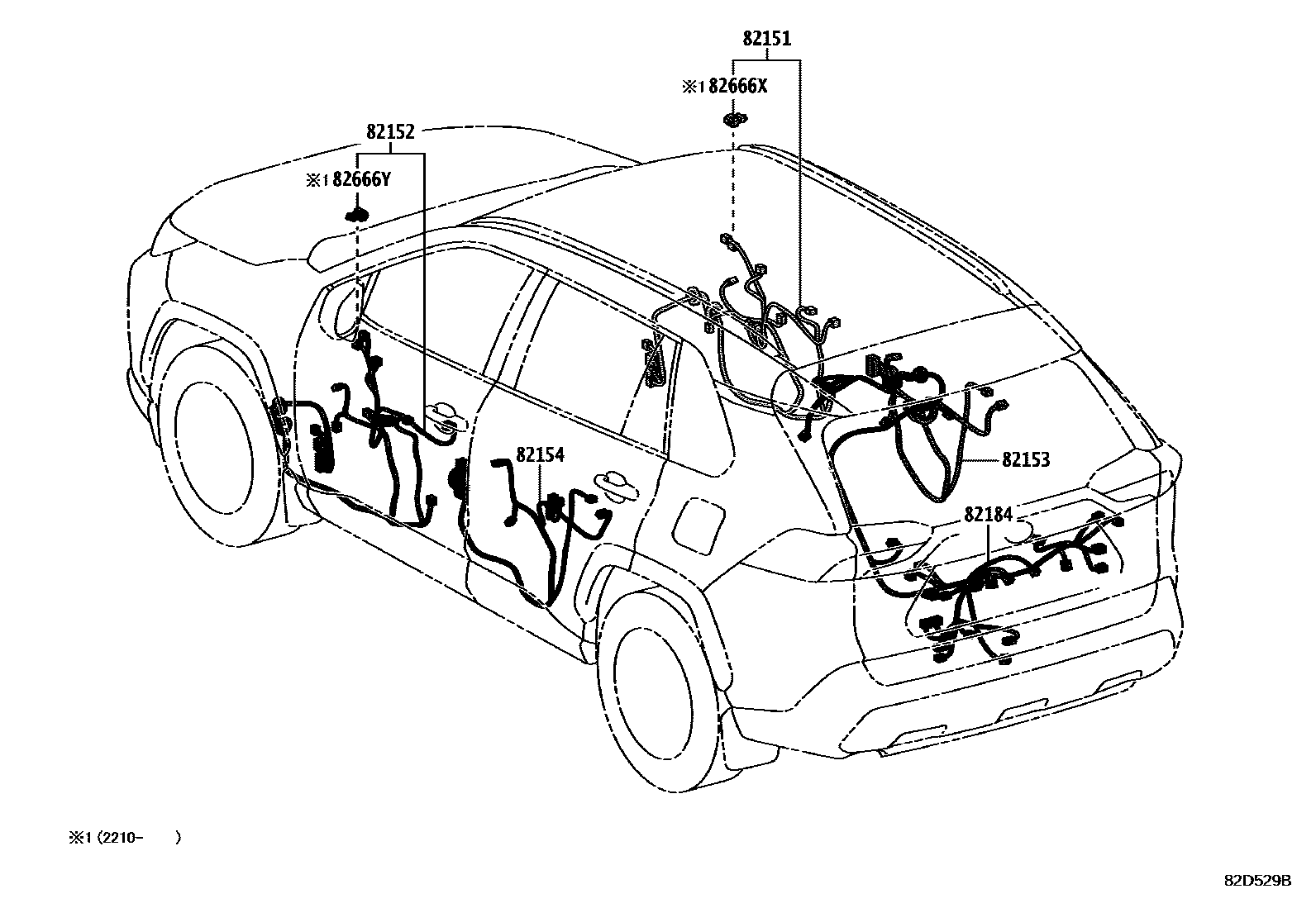 Toyota RAV4 线束和卡夹 EPC diagram — 82D529B