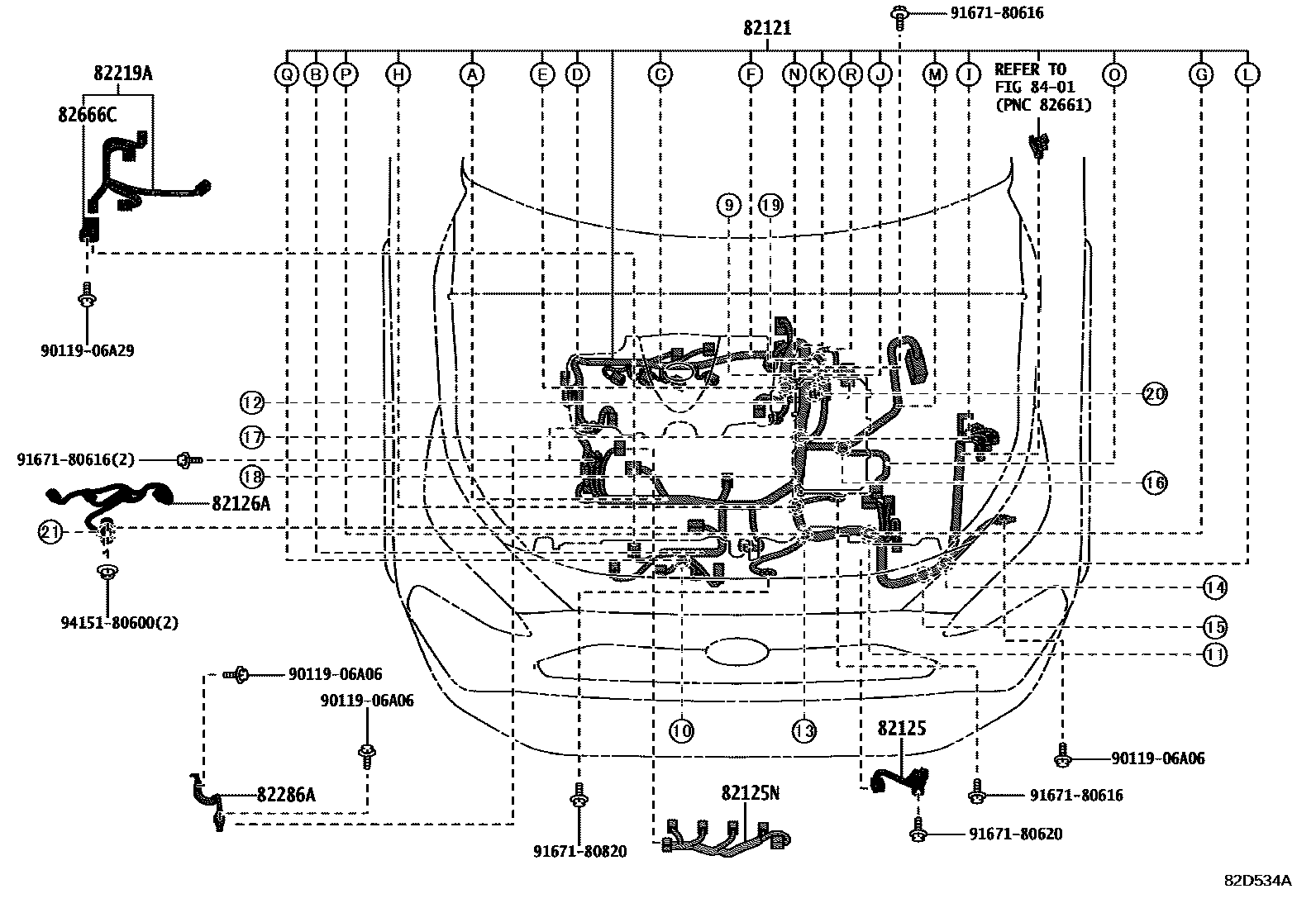 Toyota RAV4 线束和卡夹 EPC diagram — 82D534A